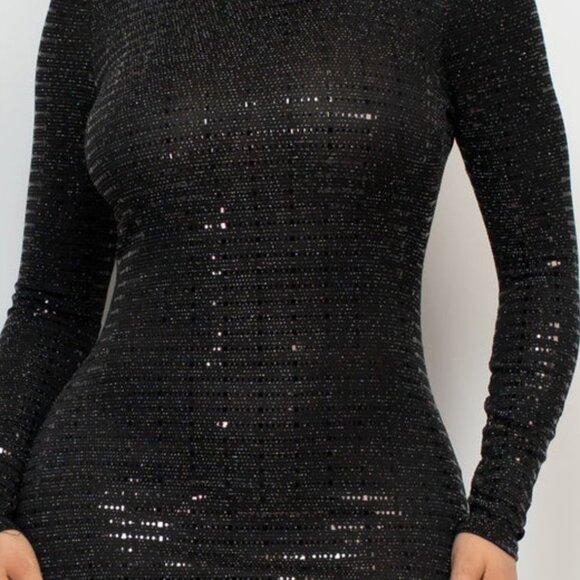 Women's Open-Back Sequin Slinky Bodycon Dress - Black - Picture 4 of 4